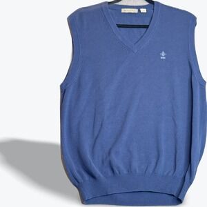 Donald Ross Mens Golf Sweater Vest Blue Cotton Knit Sleeveless Preppy Medium